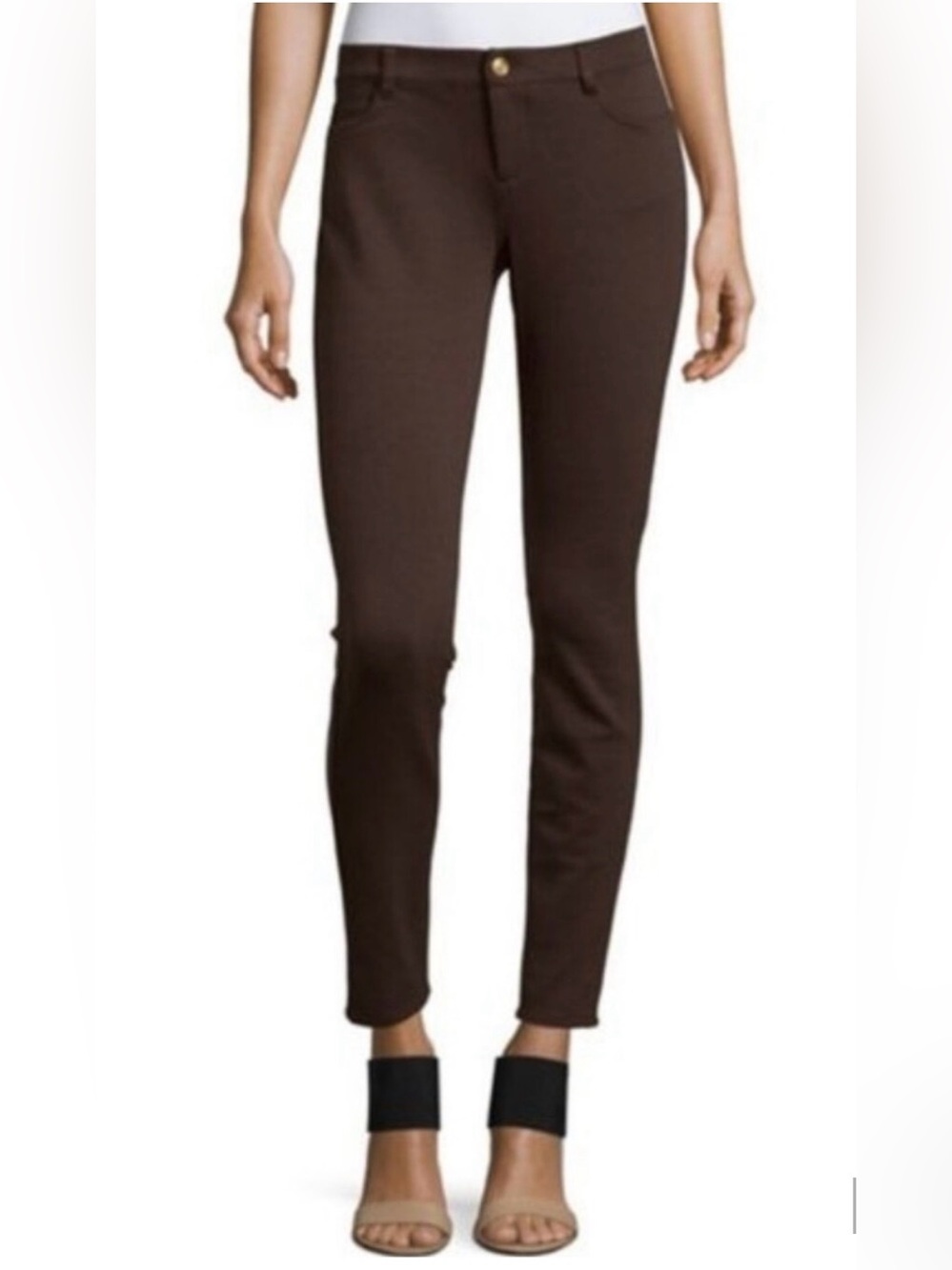 Michael Kors Chocolate Mid Rise Slim Fit Stretch Knit Pants - Size 4